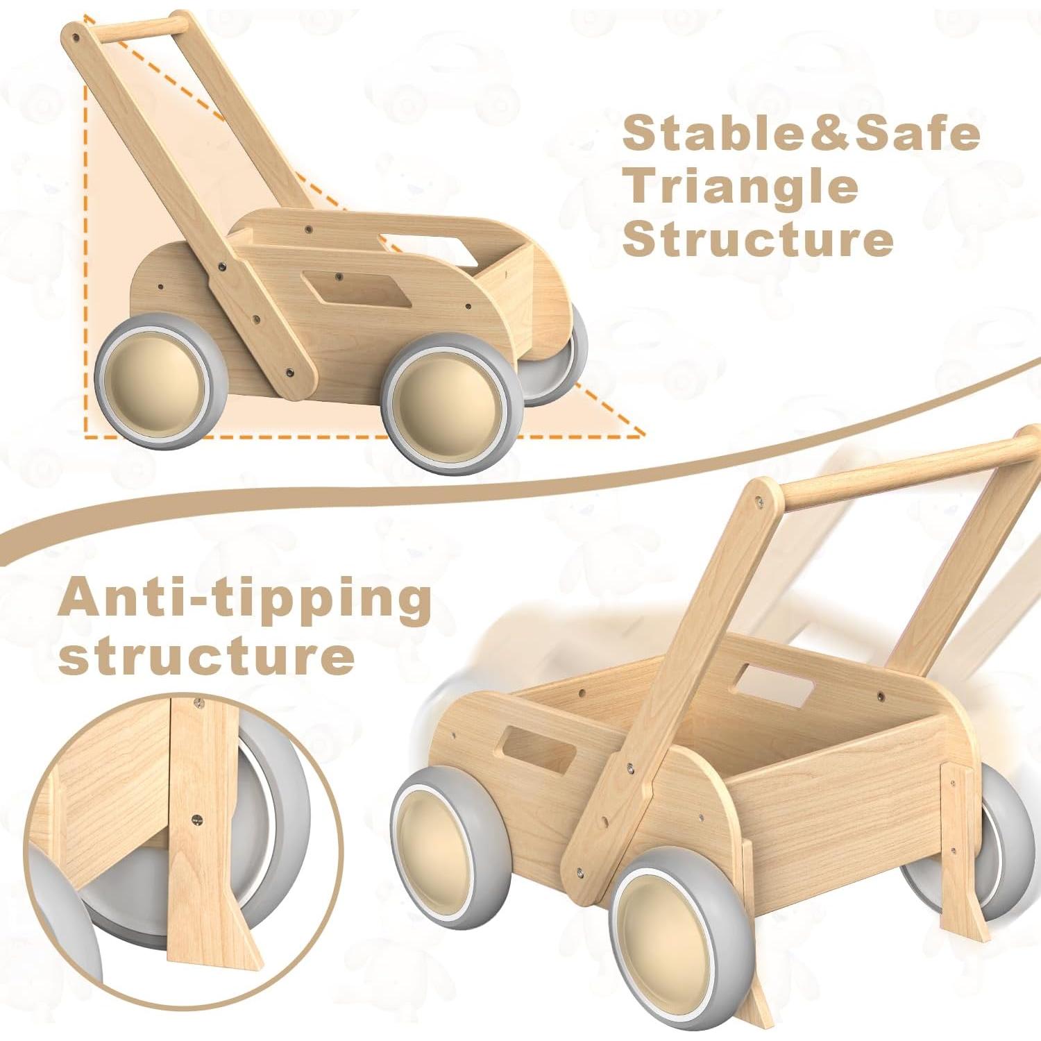 Andador de Madera WyfKyd Ajustable para Bebés 12-36 Meses