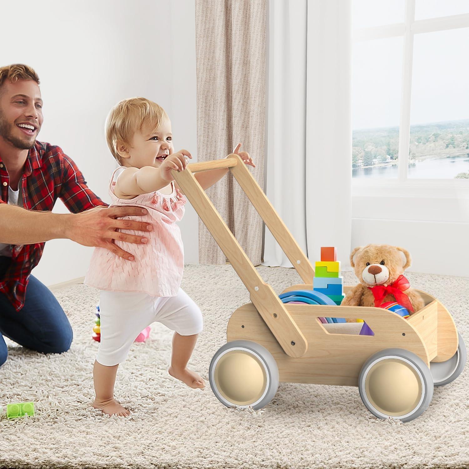 Andador de Madera WyfKyd Ajustable para Bebés 12-36 Meses