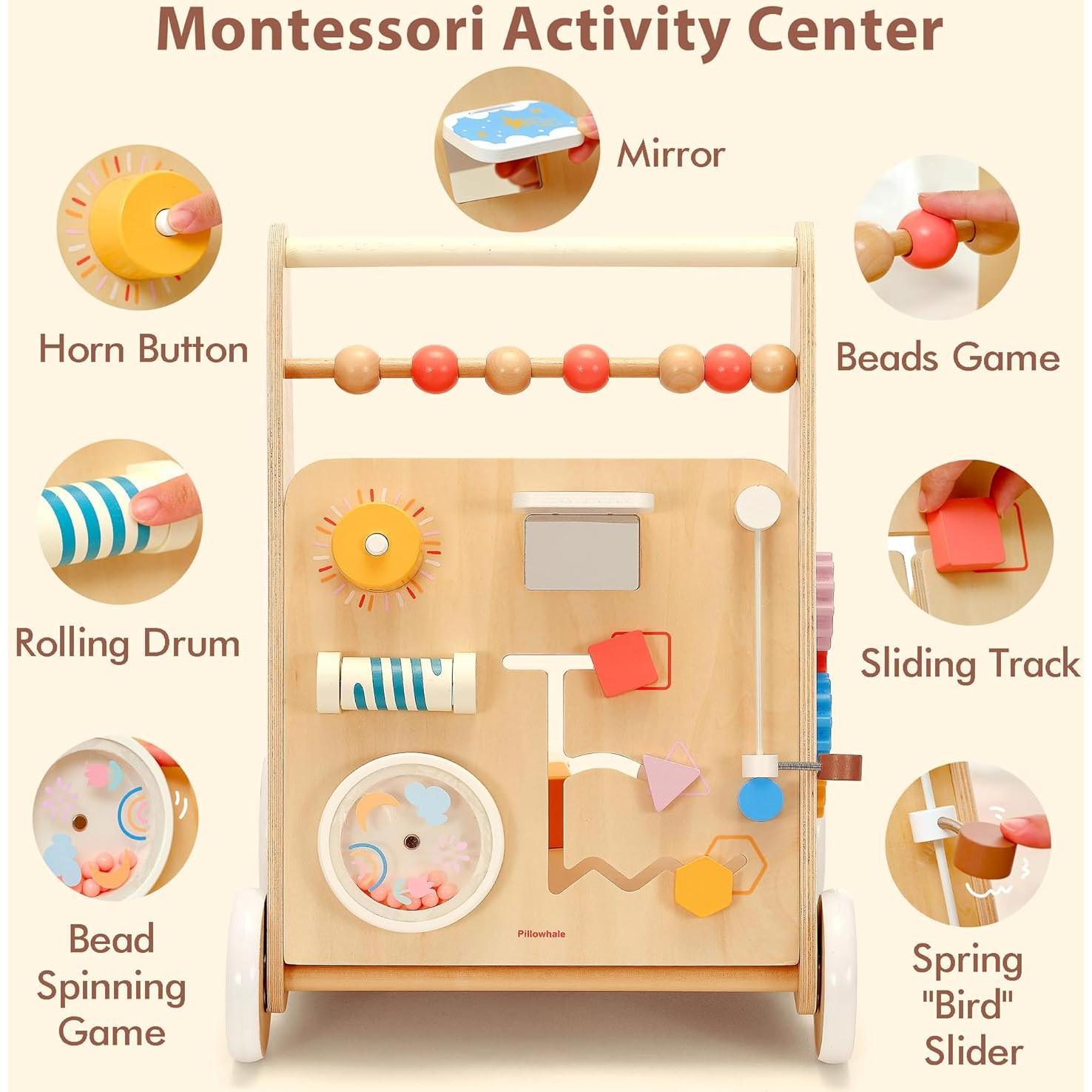 Andador de Madera Montessori Pillowhale para Bebés 12-36M