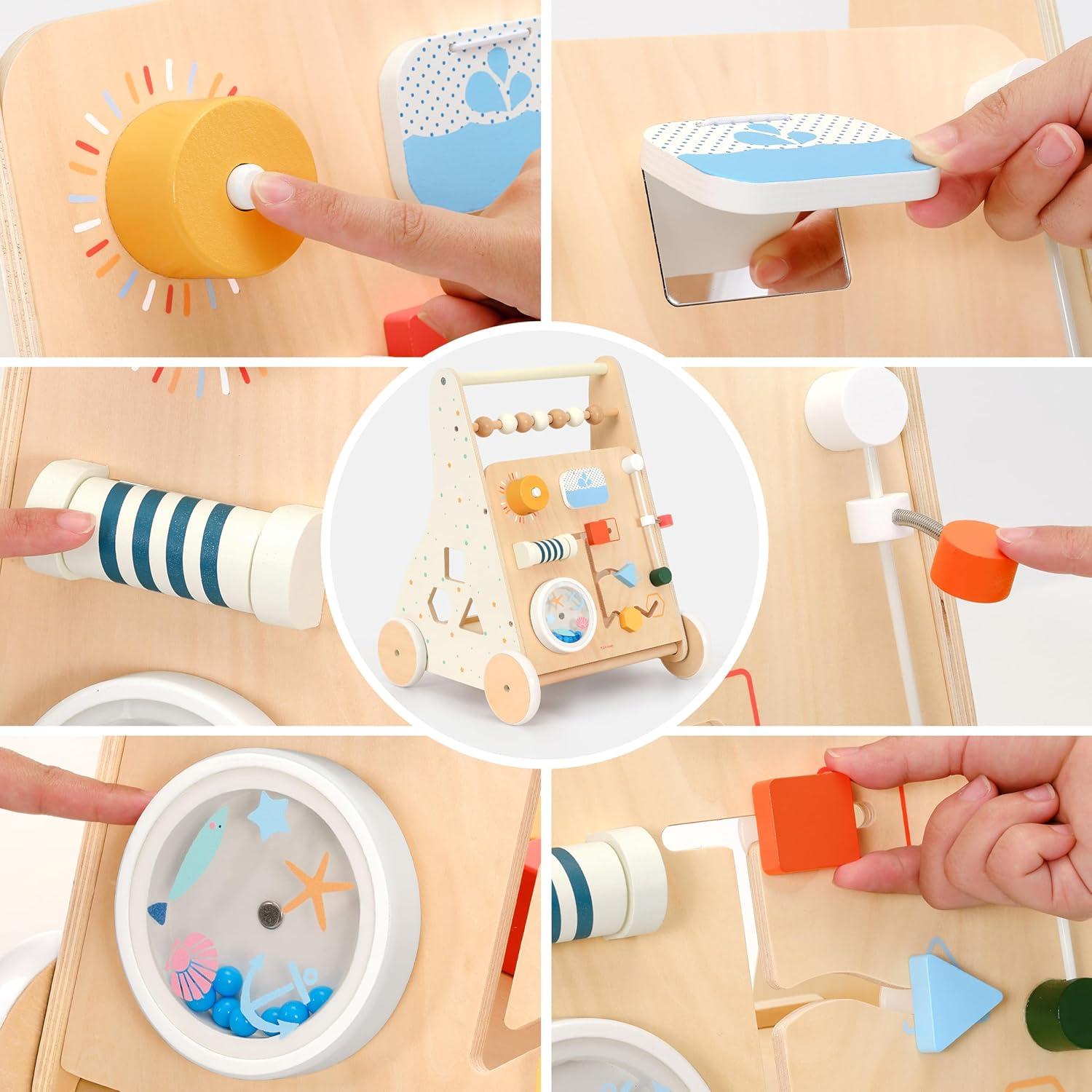 Carrito de empuje de madera Montessori K12410 para bebés 1-3 años