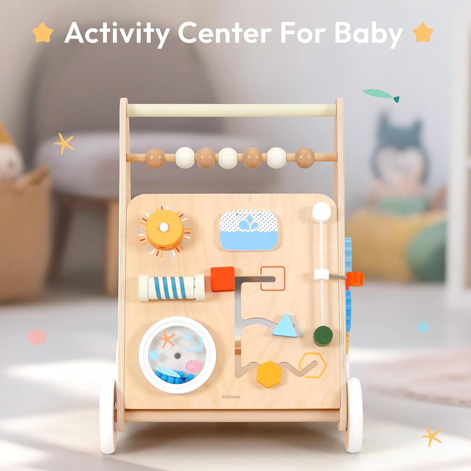 Carrito de empuje de madera Montessori K12410 para bebés 1-3 años