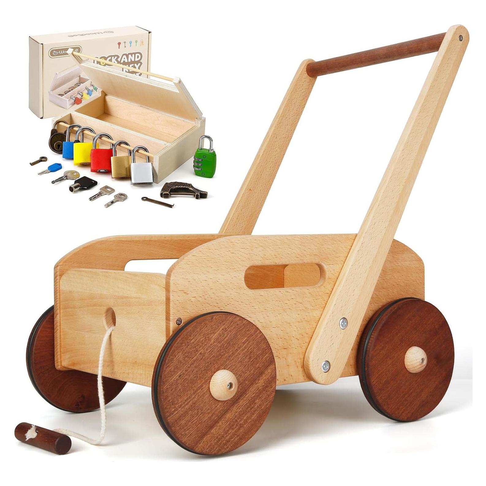 Andador de Madera Ajustable Woodtoe para Bebés 9-20 Meses