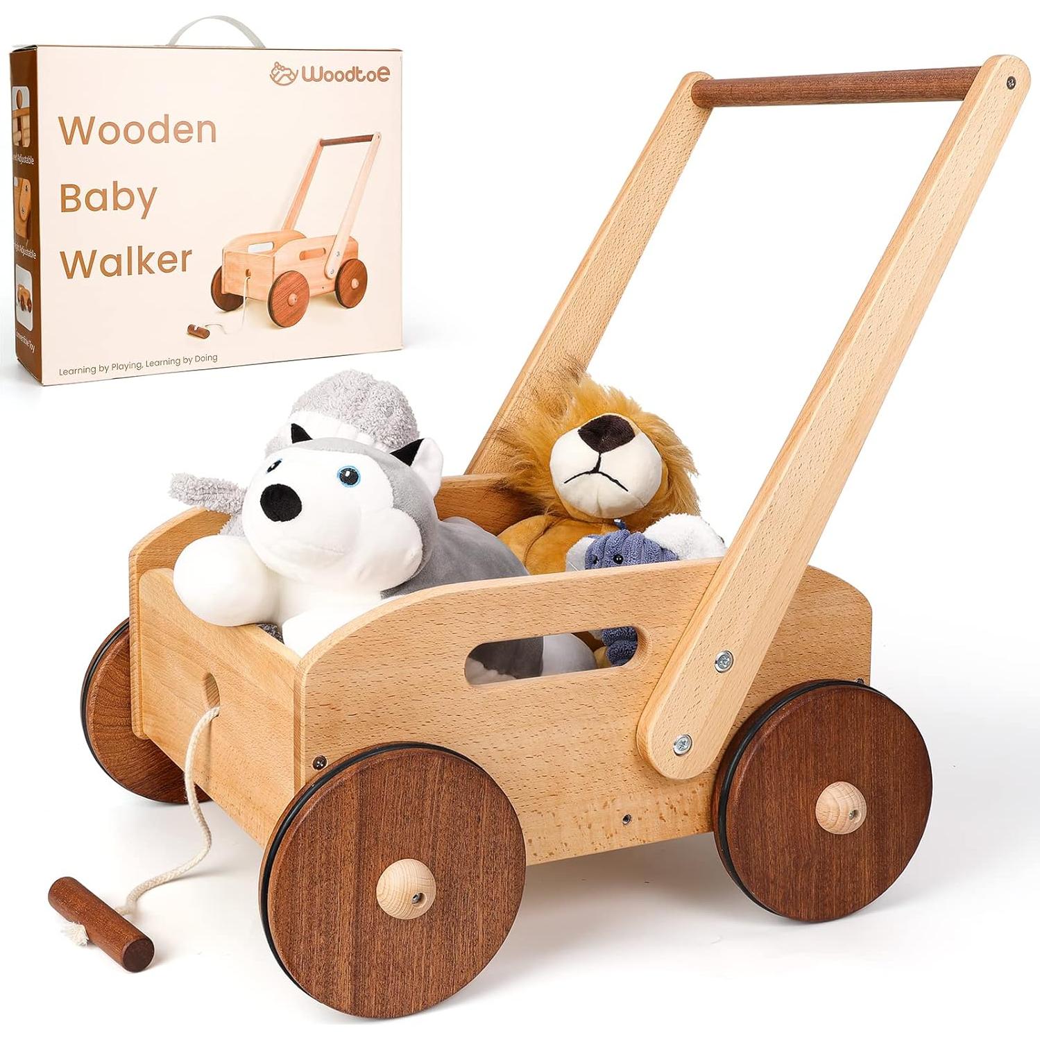 Andador de Madera Ajustable Woodtoe para Bebés 9-20 Meses