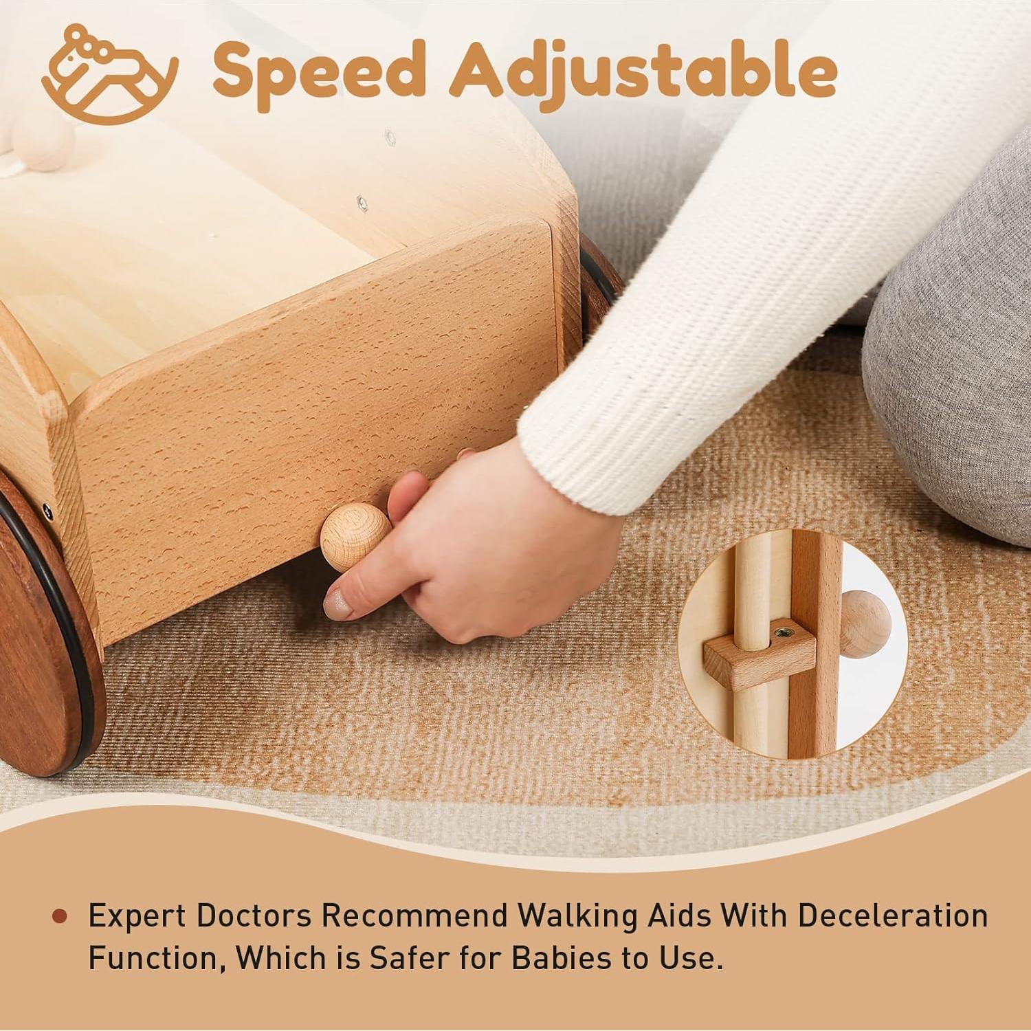 Andador de Madera Ajustable Woodtoe para Bebés 9-20 Meses