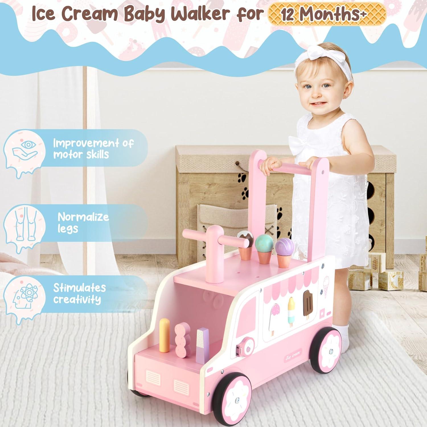 Andador de Madera Asweets para Bebés con Ruedas - 43.9x23.1x46 cm