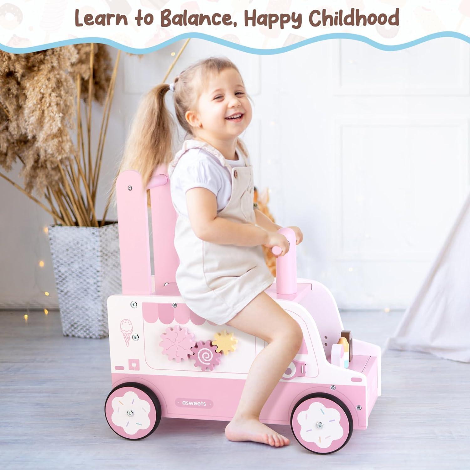 Andador de Madera Asweets para Bebés con Ruedas - 43.9x23.1x46 cm