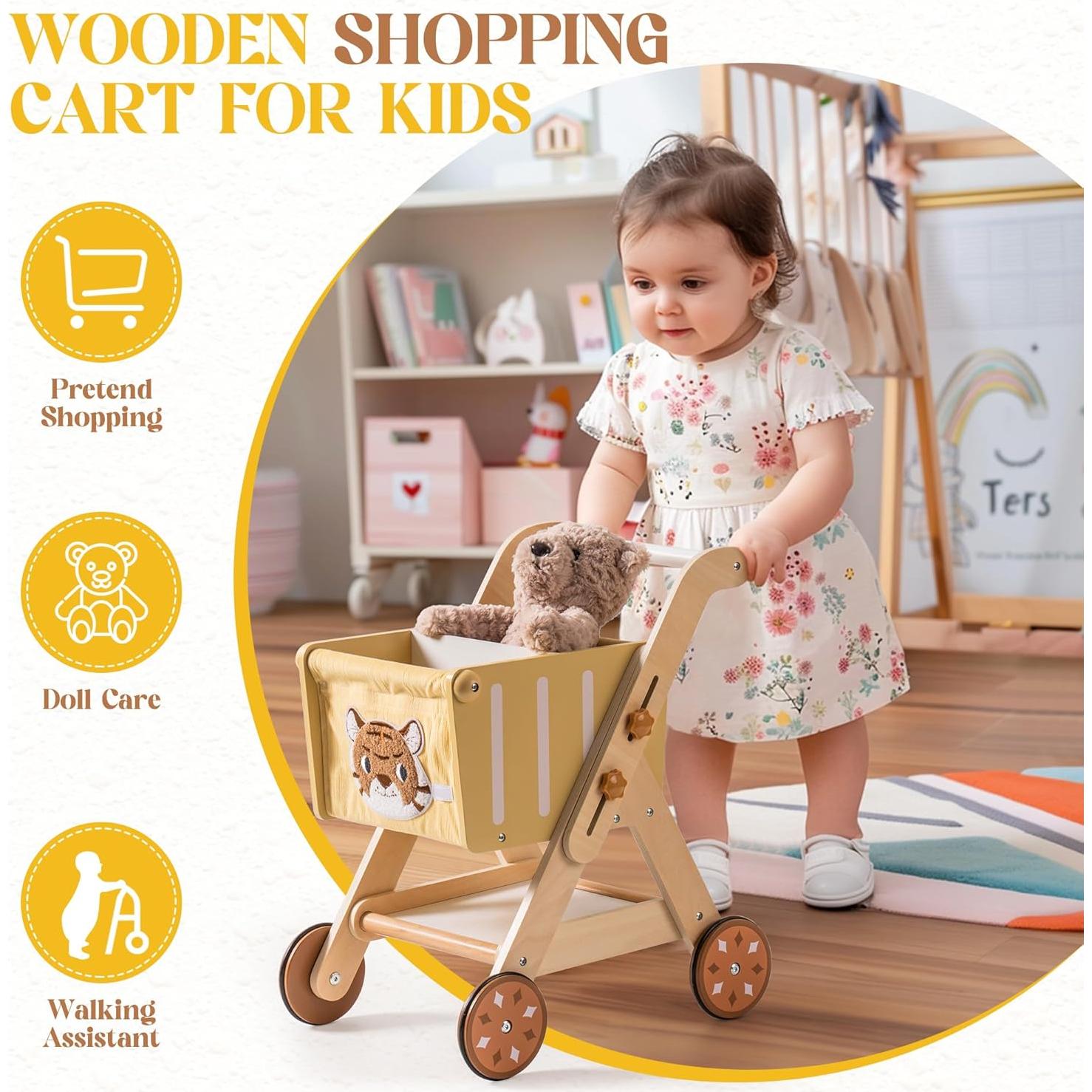 Andador de Madera Robotime para Bebés con Carro de Compras