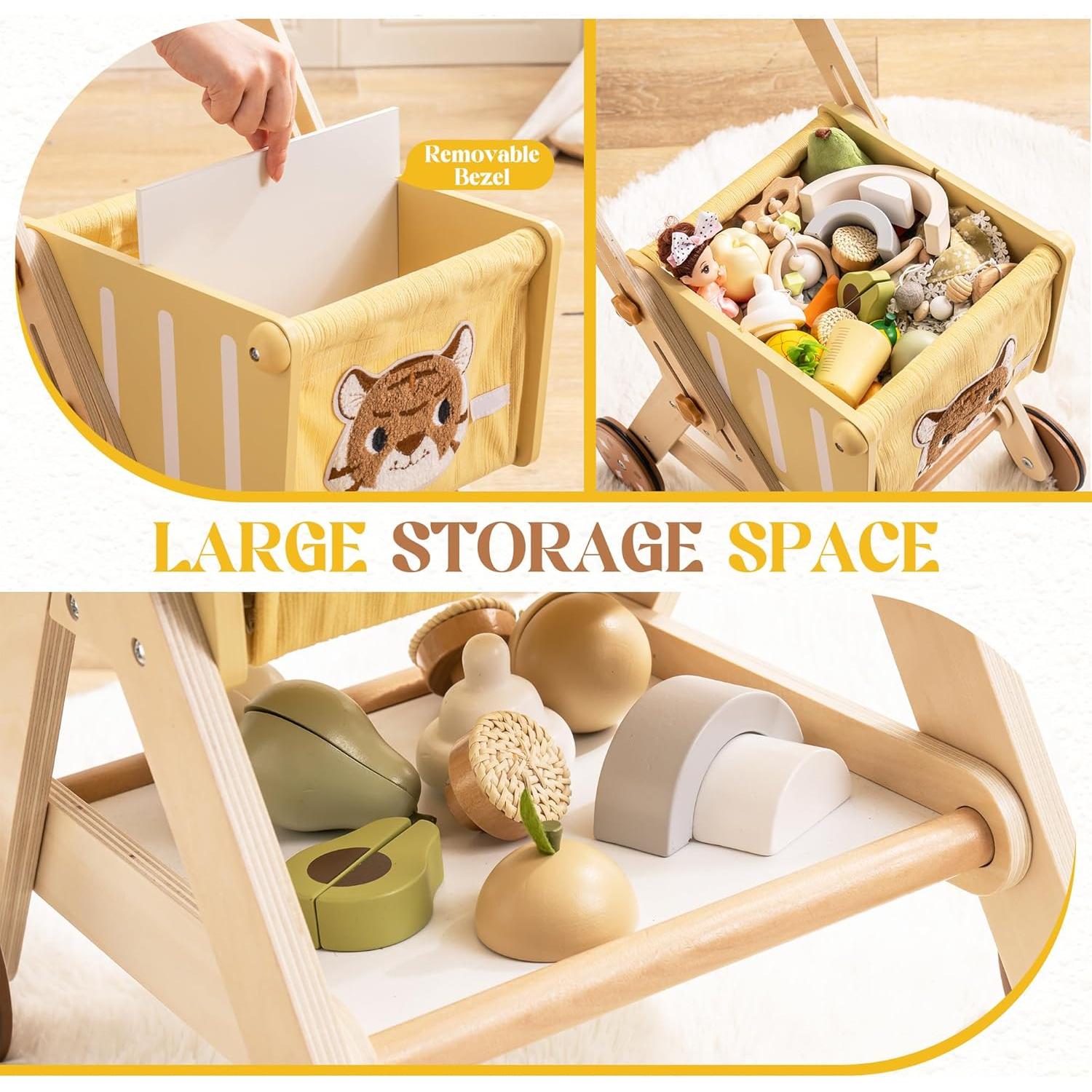 Andador de Madera Robotime para Bebés con Carro de Compras