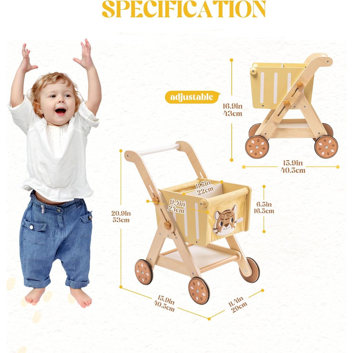 Andador de Madera Robotime para Bebés con Carro de Compras