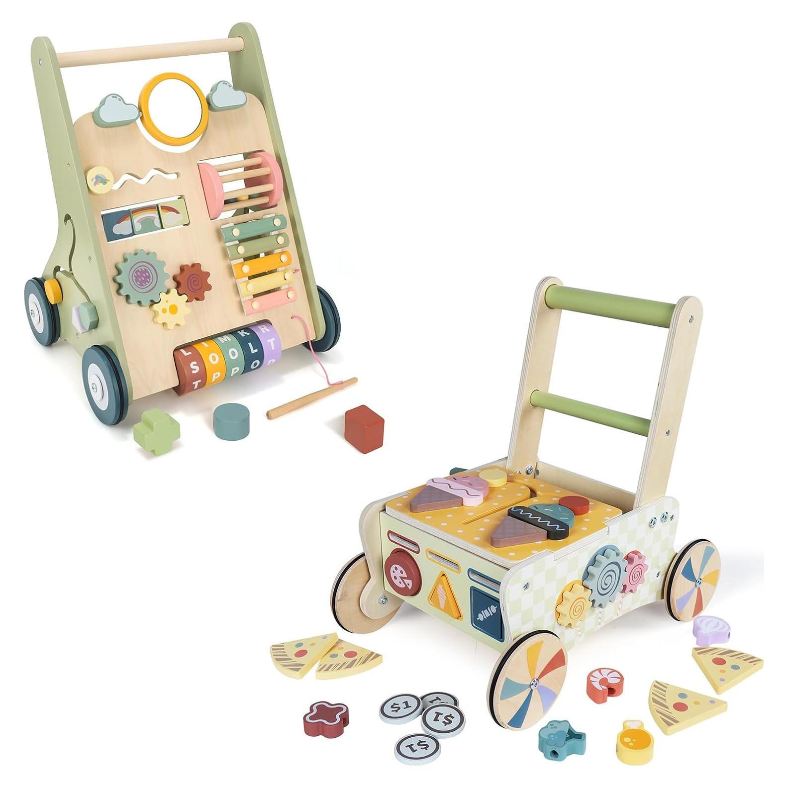 Andador de Madera Montessori para Bebés con Juguetes Interactivos