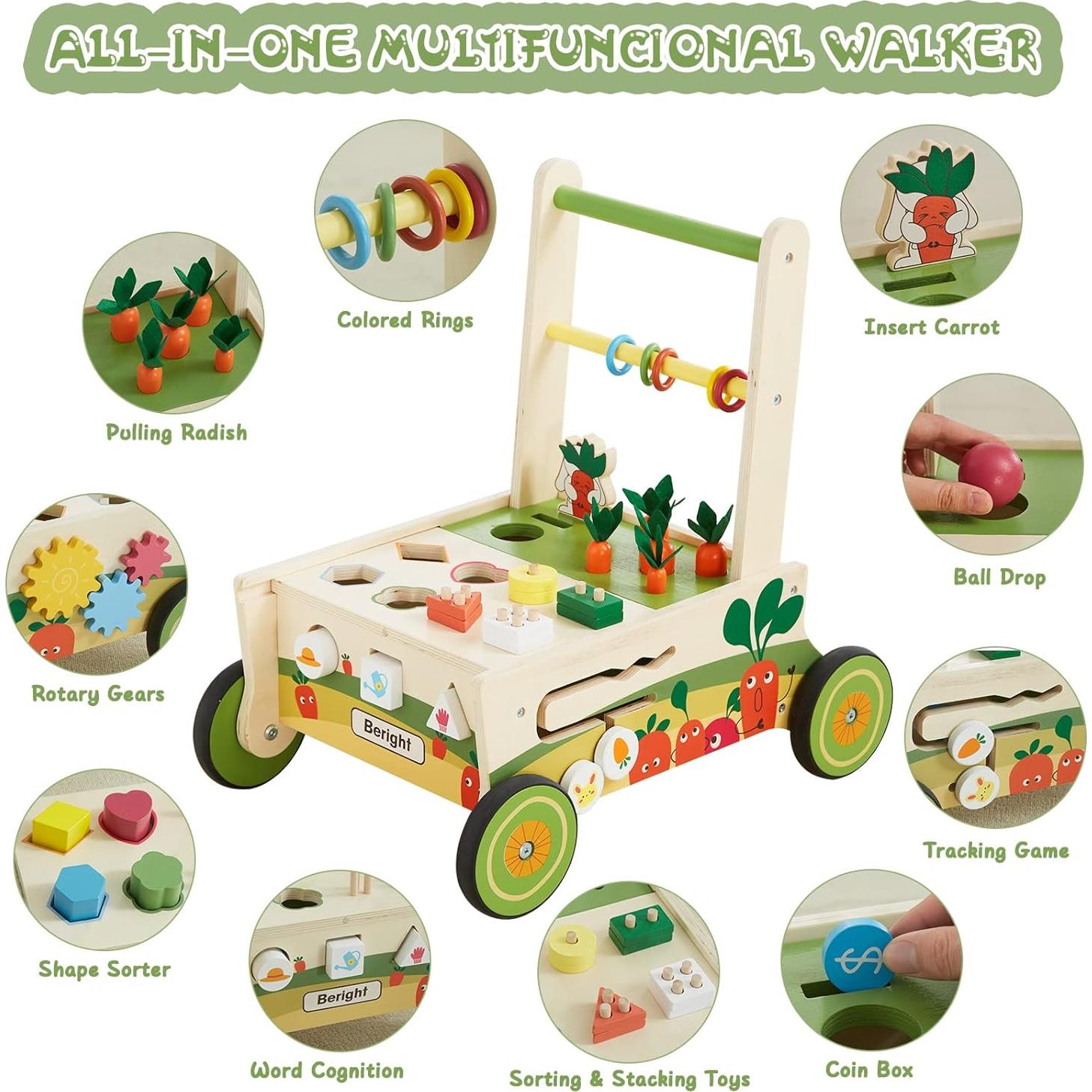 Andador de Madera Beright 12 en 1 para Bebés - Juguetes Educativos