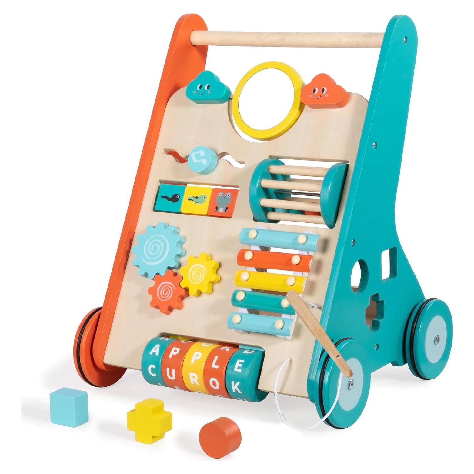 Andador de Madera LOL-FUN con Ruedas para Bebés 6-12 Meses