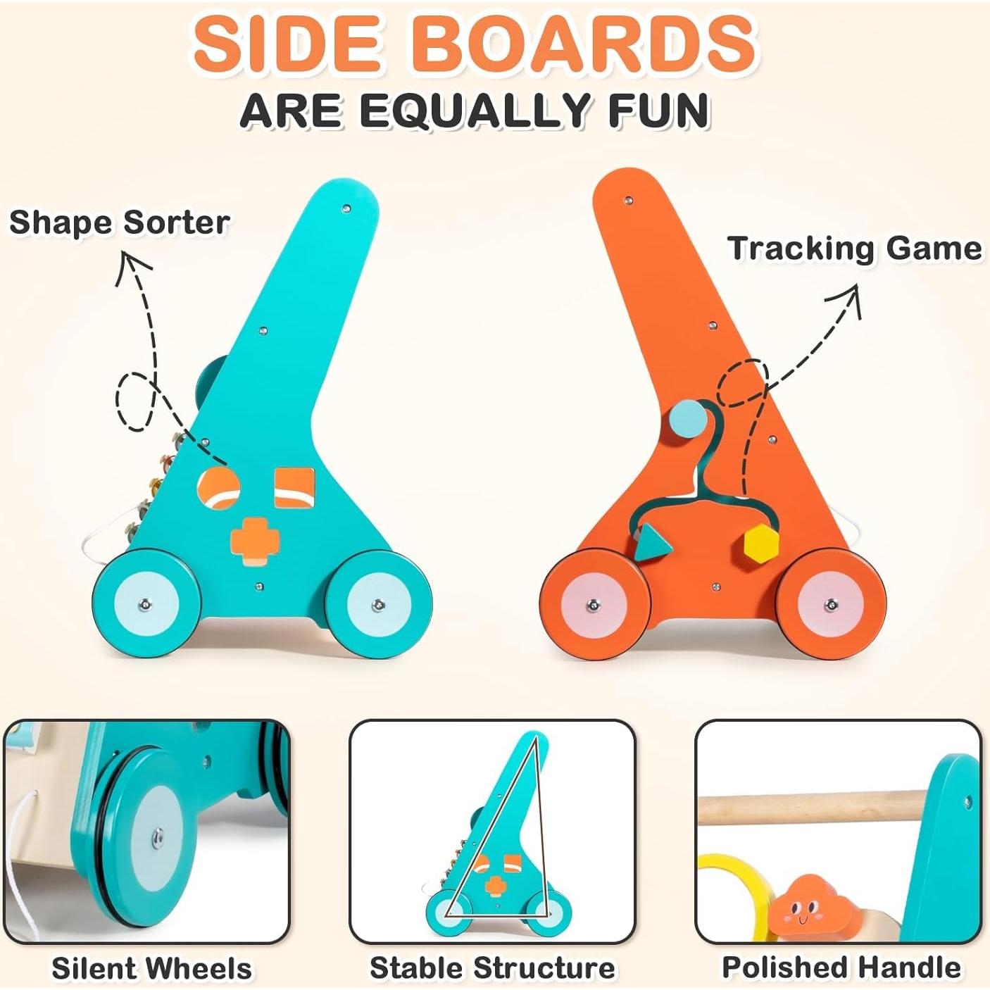 Andador de Madera LOL-FUN con Ruedas para Bebés 6-12 Meses