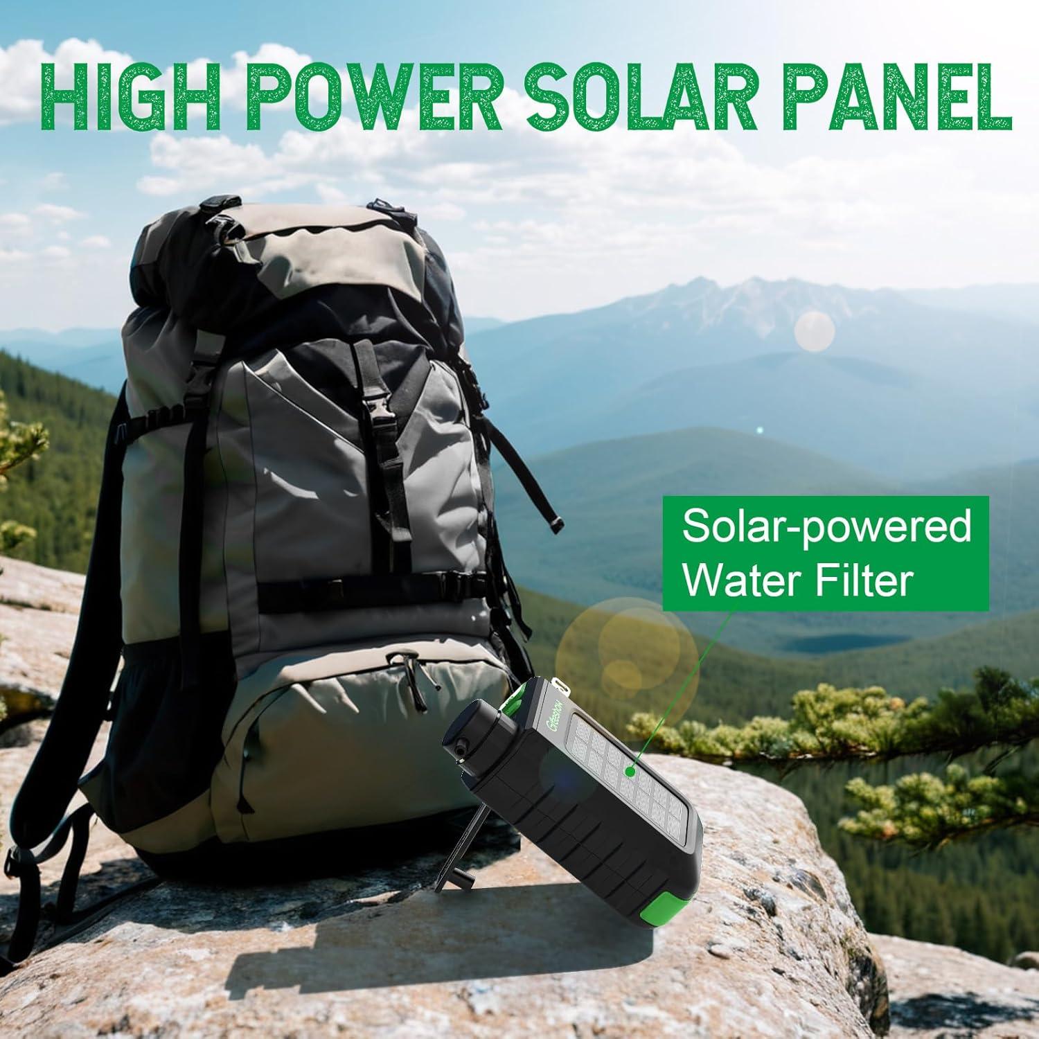 Filtro de Agua Portátil Greeshow GS-2811 - Solar y USB