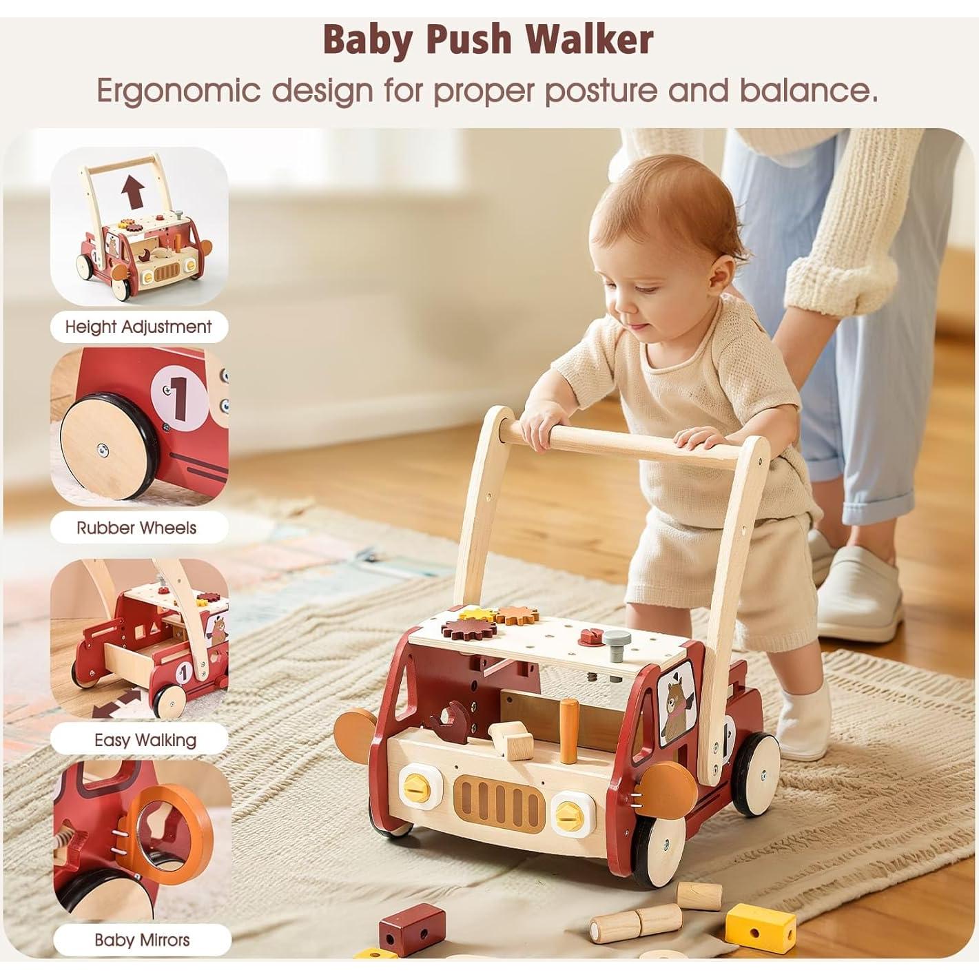 Andador de Madera IEATFO 3 en 1 Altura Ajustable 46-49 cm