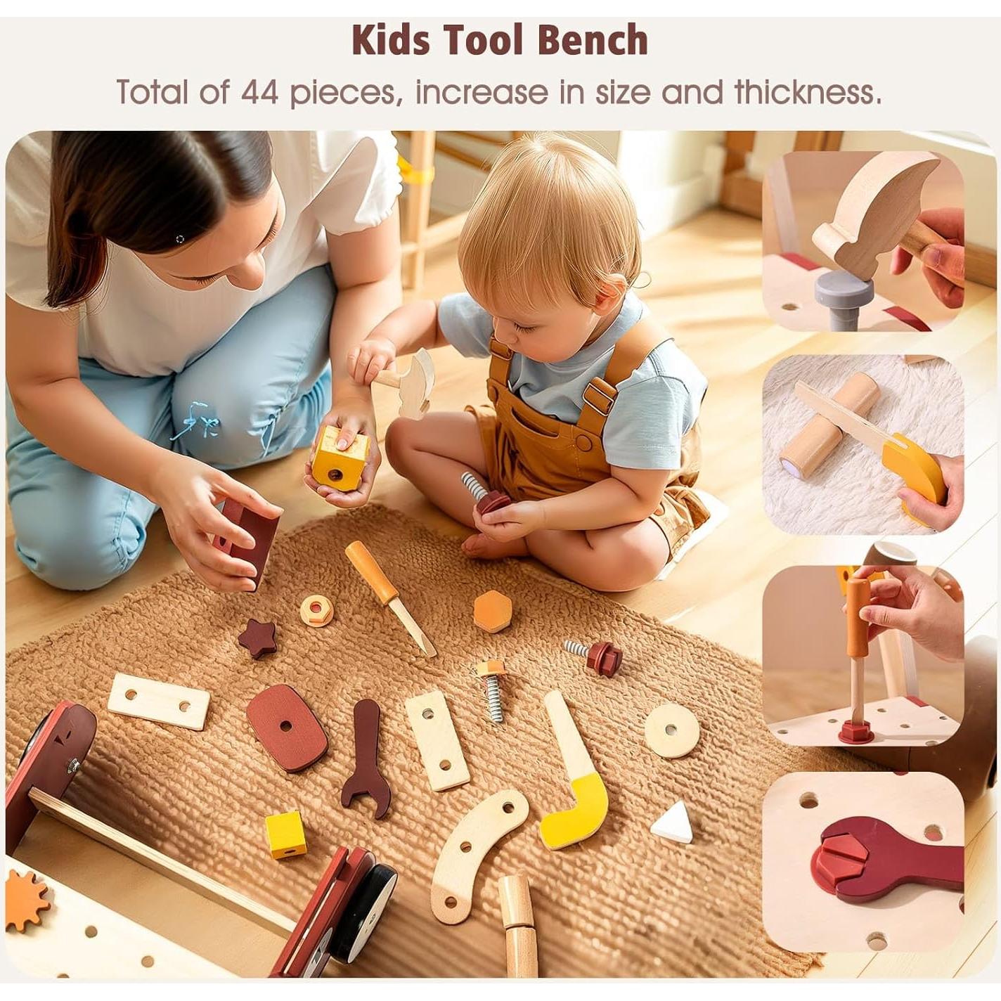 Andador de Madera IEATFO 3 en 1 Altura Ajustable 46-49 cm