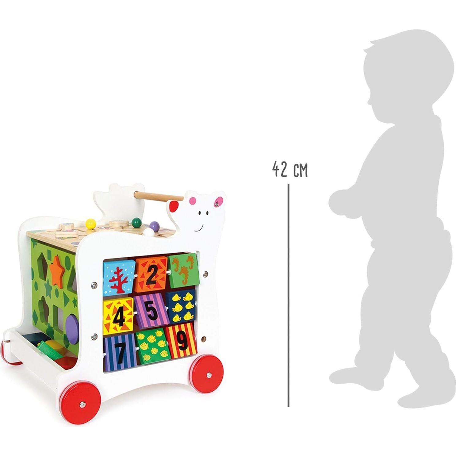 Andador de Bebé Pequeño Pie Oso - Juguete de Madera 38x37x42cm