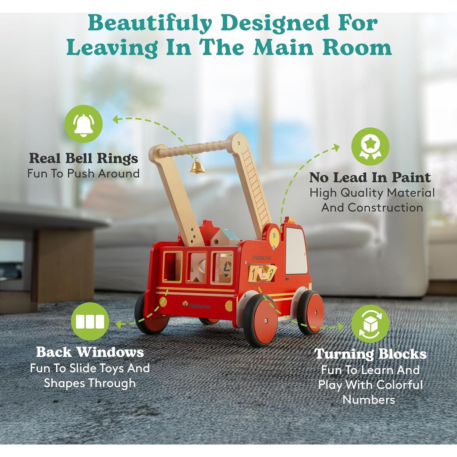 Andador de Madera Camión de Bomberos Timberoo - Altura Ajustable