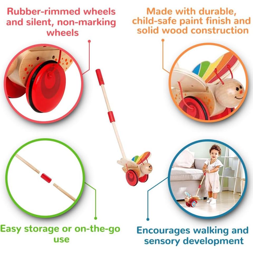 Juguete de empuje y tirón Hape Mariposa 56.4x14.7 cm