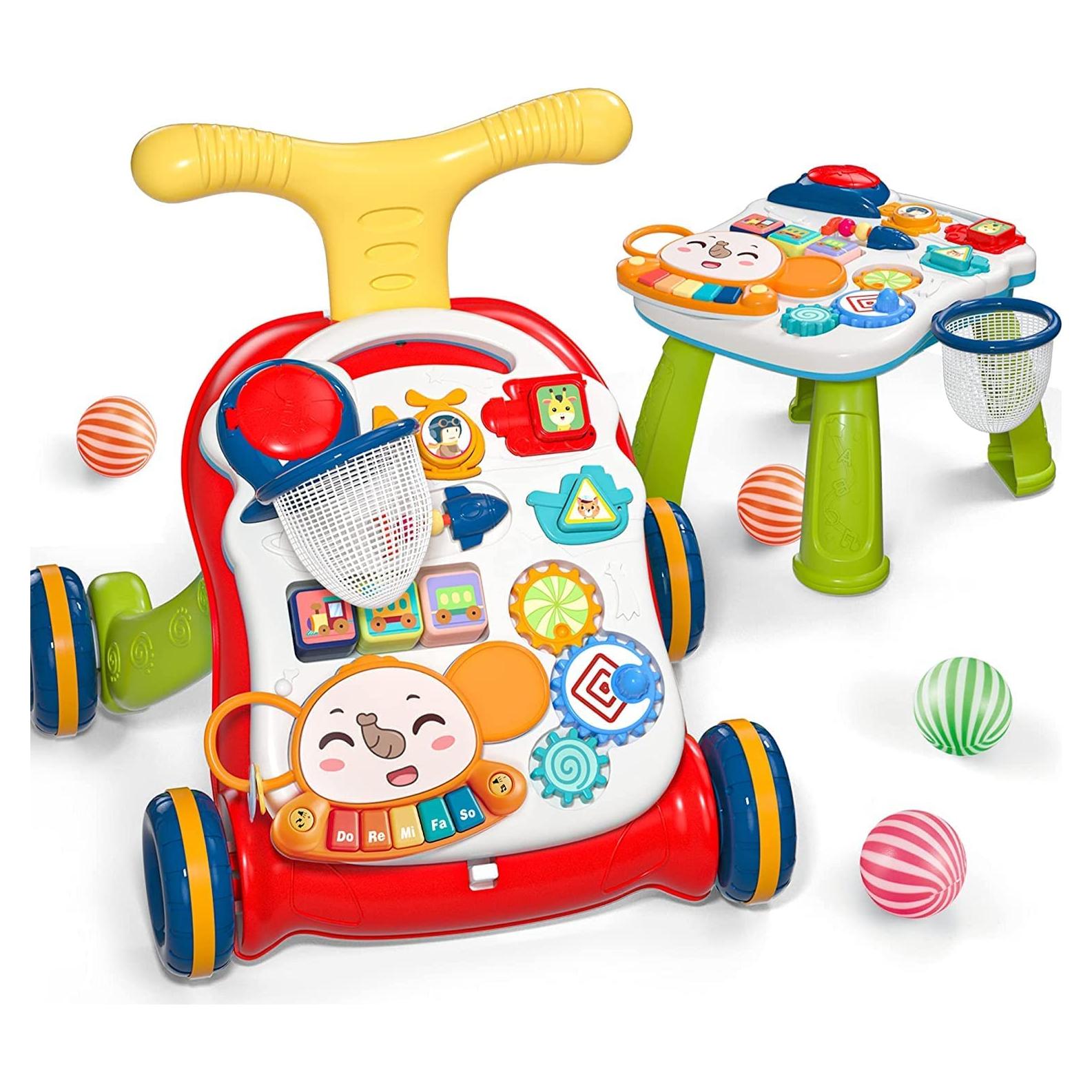 Andador de Aprendizaje 2 en 1 Cute Stone para Bebés - Rojo