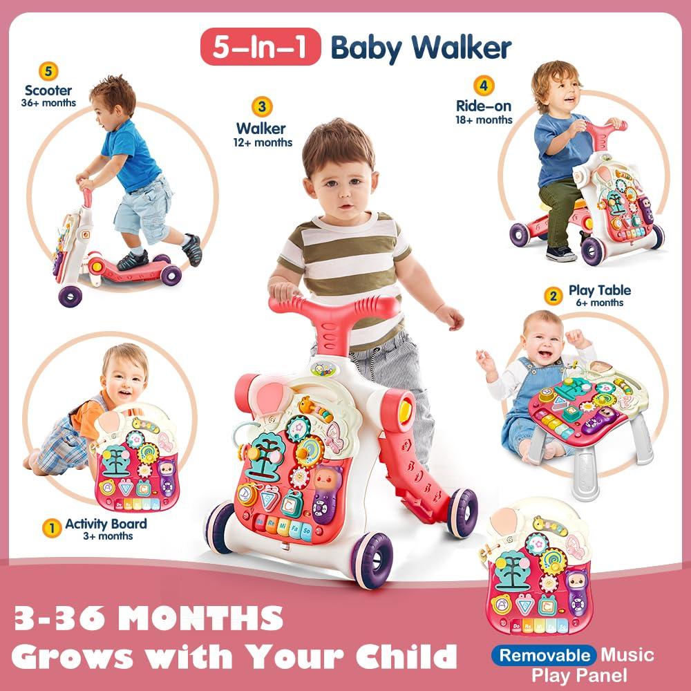 Andador 5 en 1 TERRAMUS Rosa para Bebés 6-18 Meses