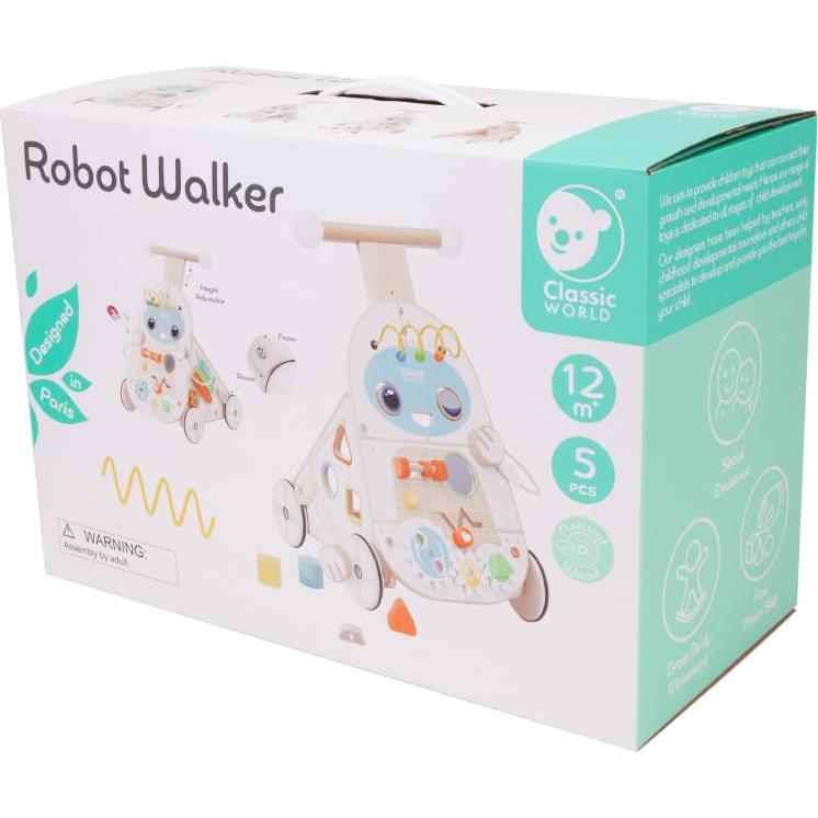 Andador Robotito de Madera Classic World - Juguete para Bebés 12+ Meses