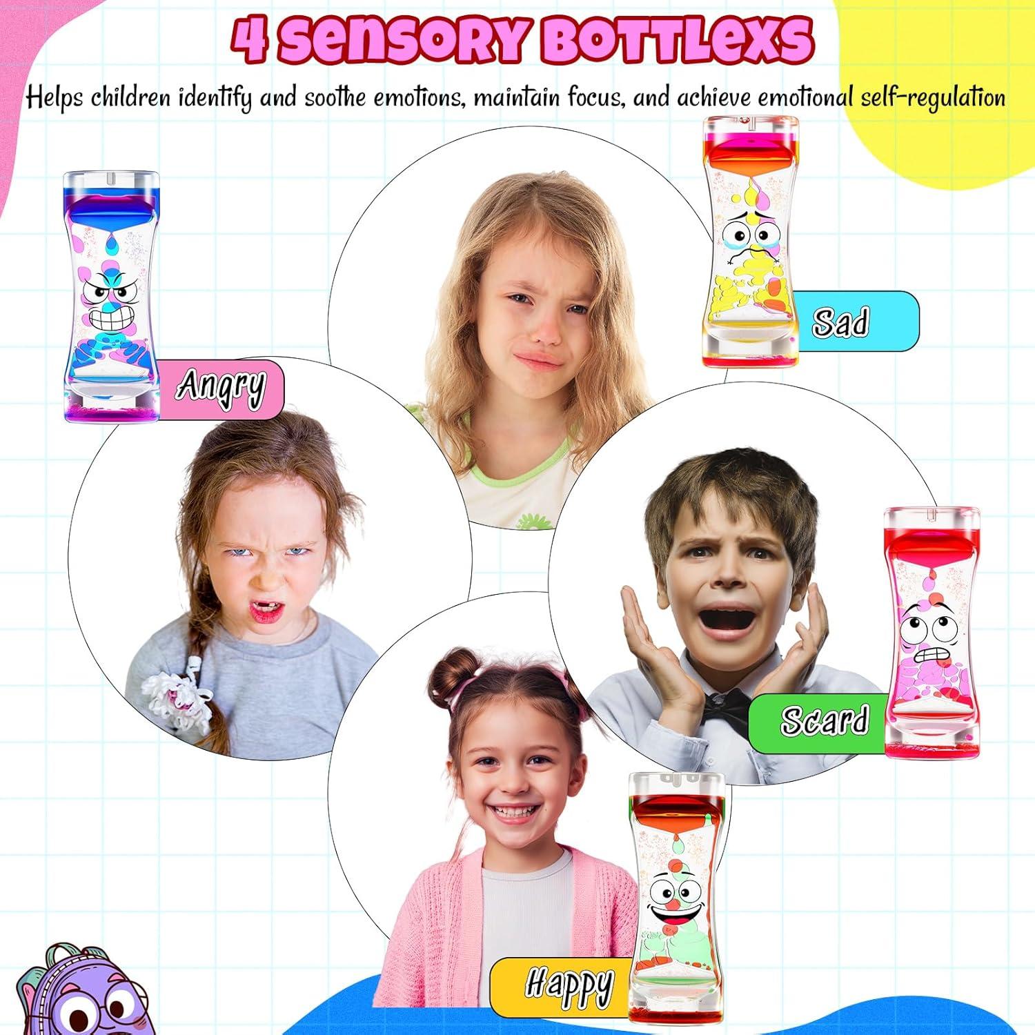 Shappy 4 Botellas Sensoriales Antiestrés para Niños 14.5x5.5cm