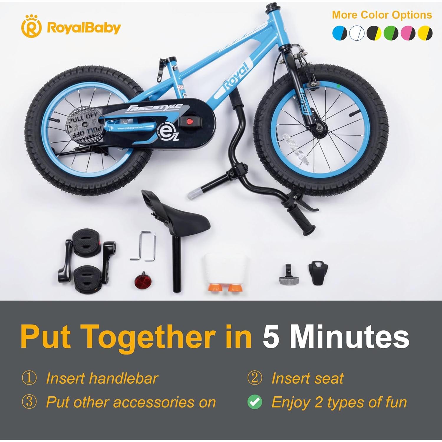 Bicicleta RoyalBaby EZ 16" para Niños - Equilibrio y Pedal