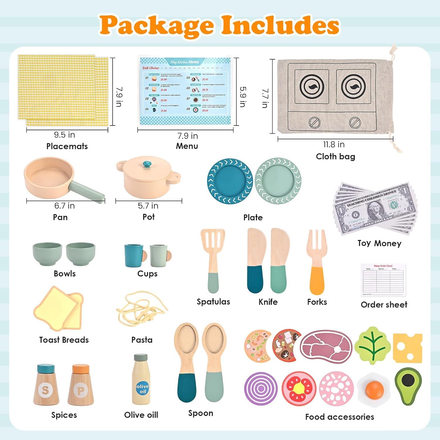 Juego de Cocina de Madera Wooderma para Niños 3-6 Años