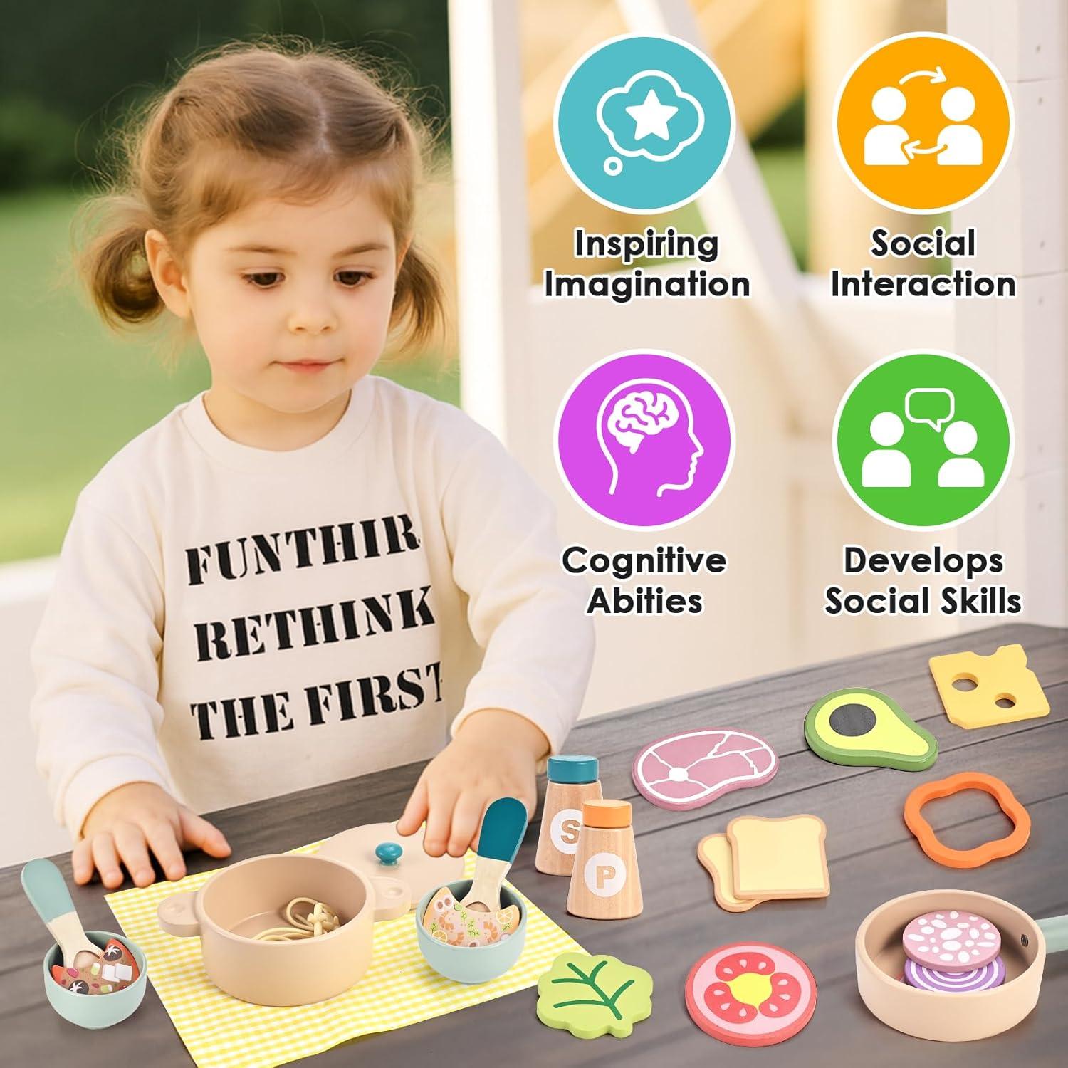 Juego de Cocina de Madera Wooderma para Niños 3-6 Años