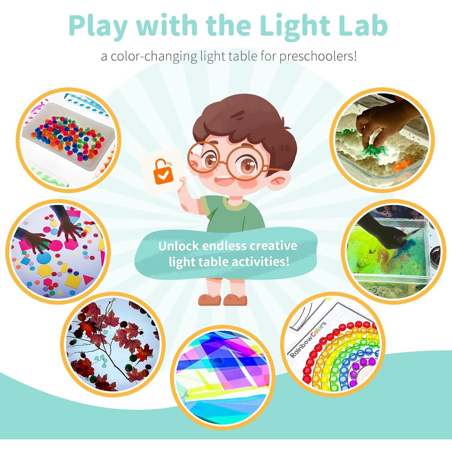 Mesa de Luz para Niños Yichushisu Naranja 40.64 cm LED 10 Niveles