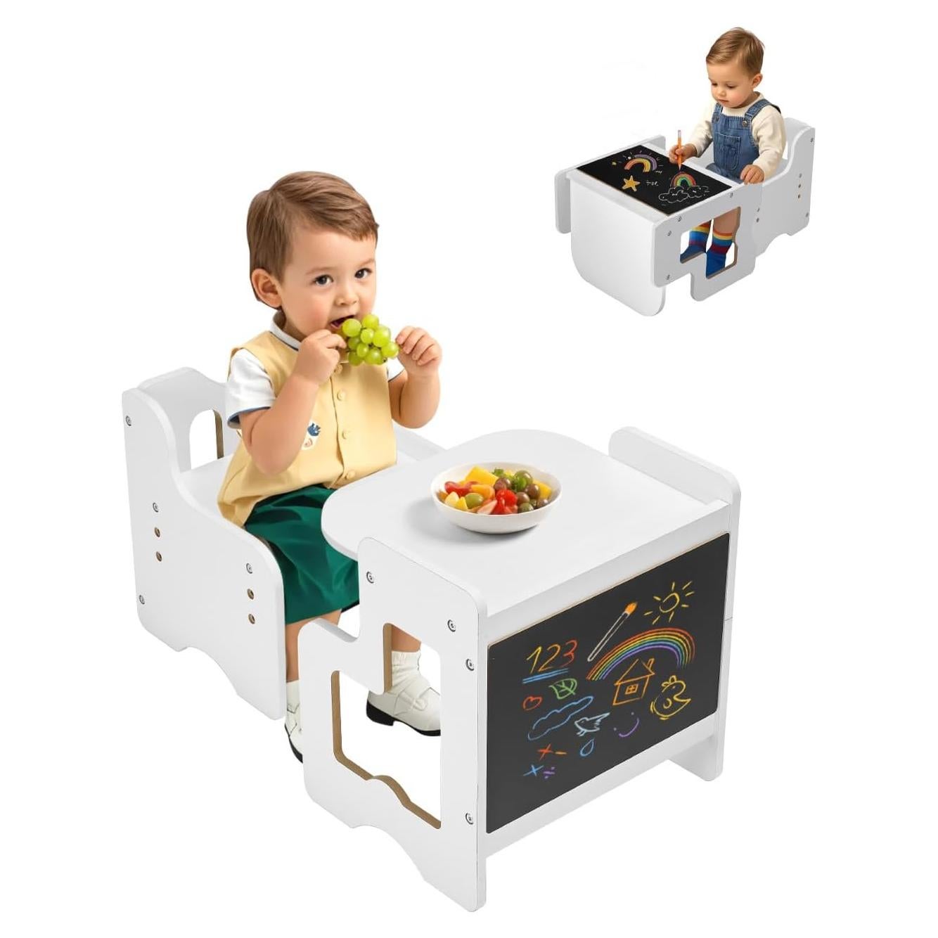 Mesa y Silla Montessori VEVOR 3 en 1 Ajustable Pizarra Blanca