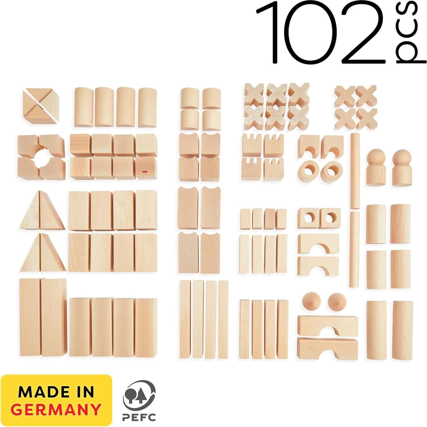 Juego de Bloques de Madera HABA 102 Piezas para Niños 1-3 Años
