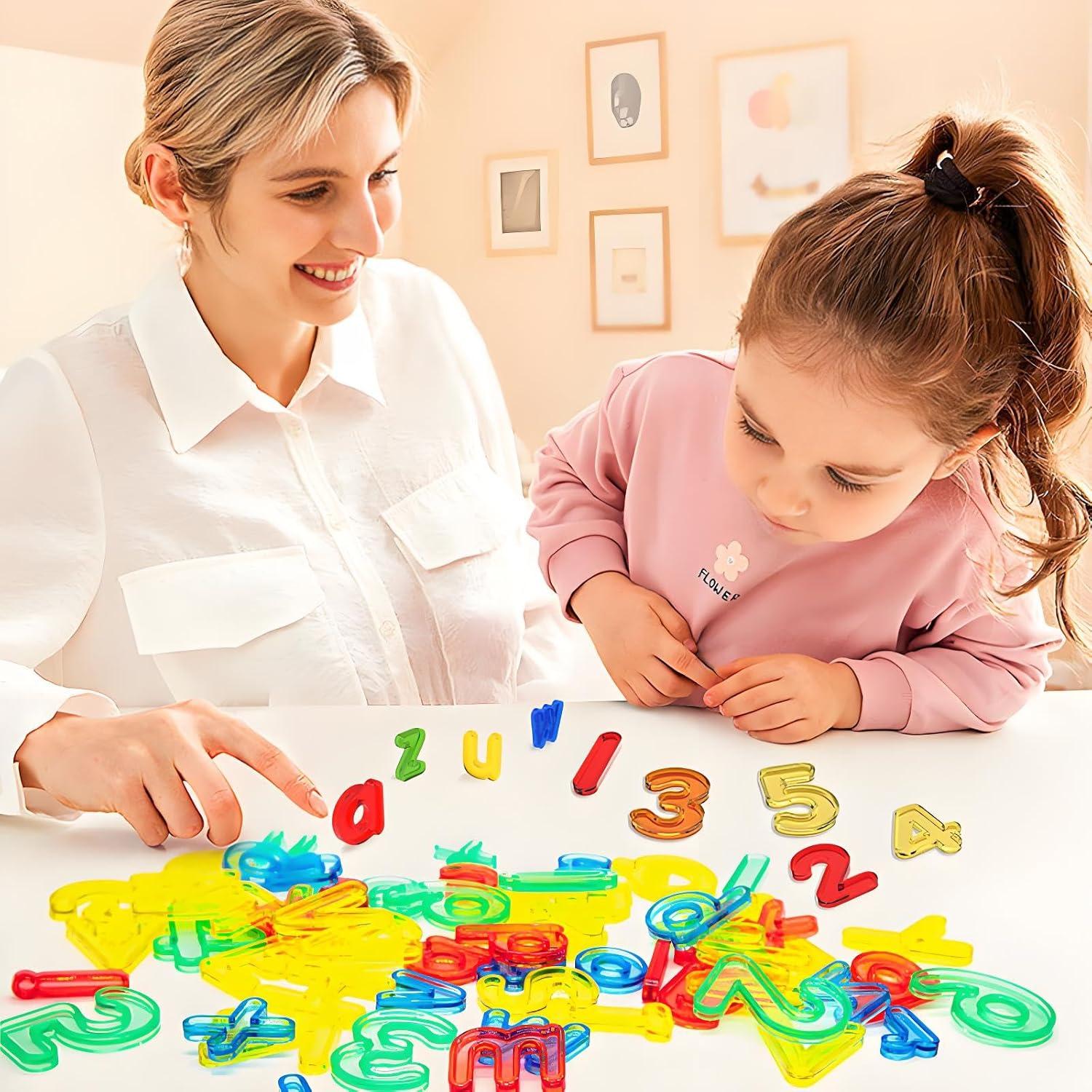 Juguetes de Mesa de Luz 66 Pcs Letras y Números Montessori