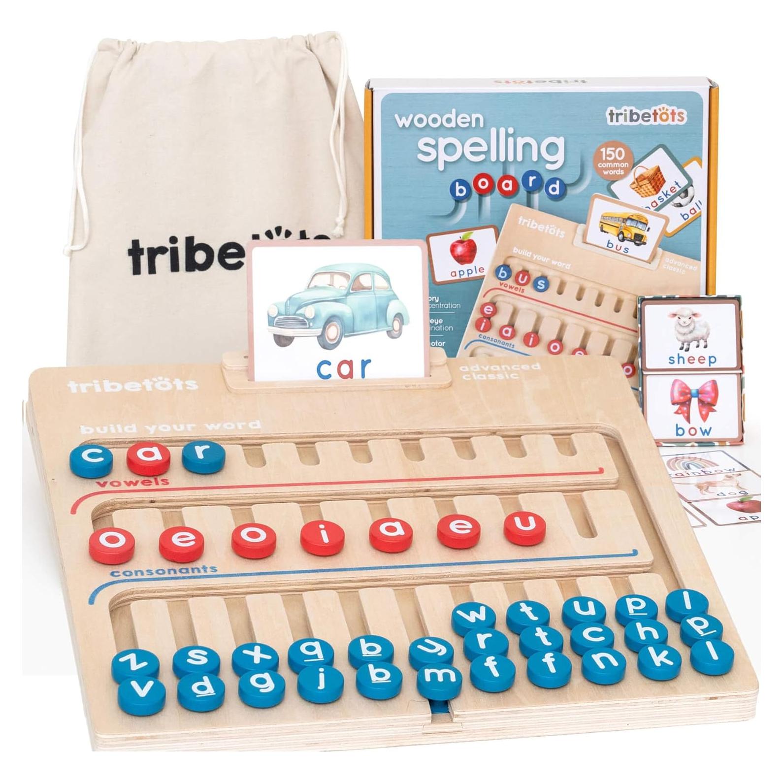 Juguete de Aprendizaje Montessori Tribetots - Tablero de Alfabeto de Madera