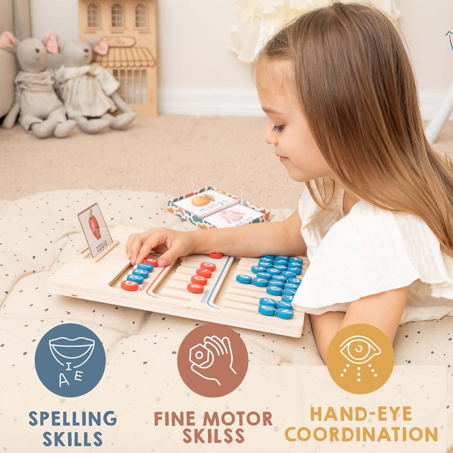 Juguete de Aprendizaje Montessori Tribetots - Tablero de Alfabeto de Madera