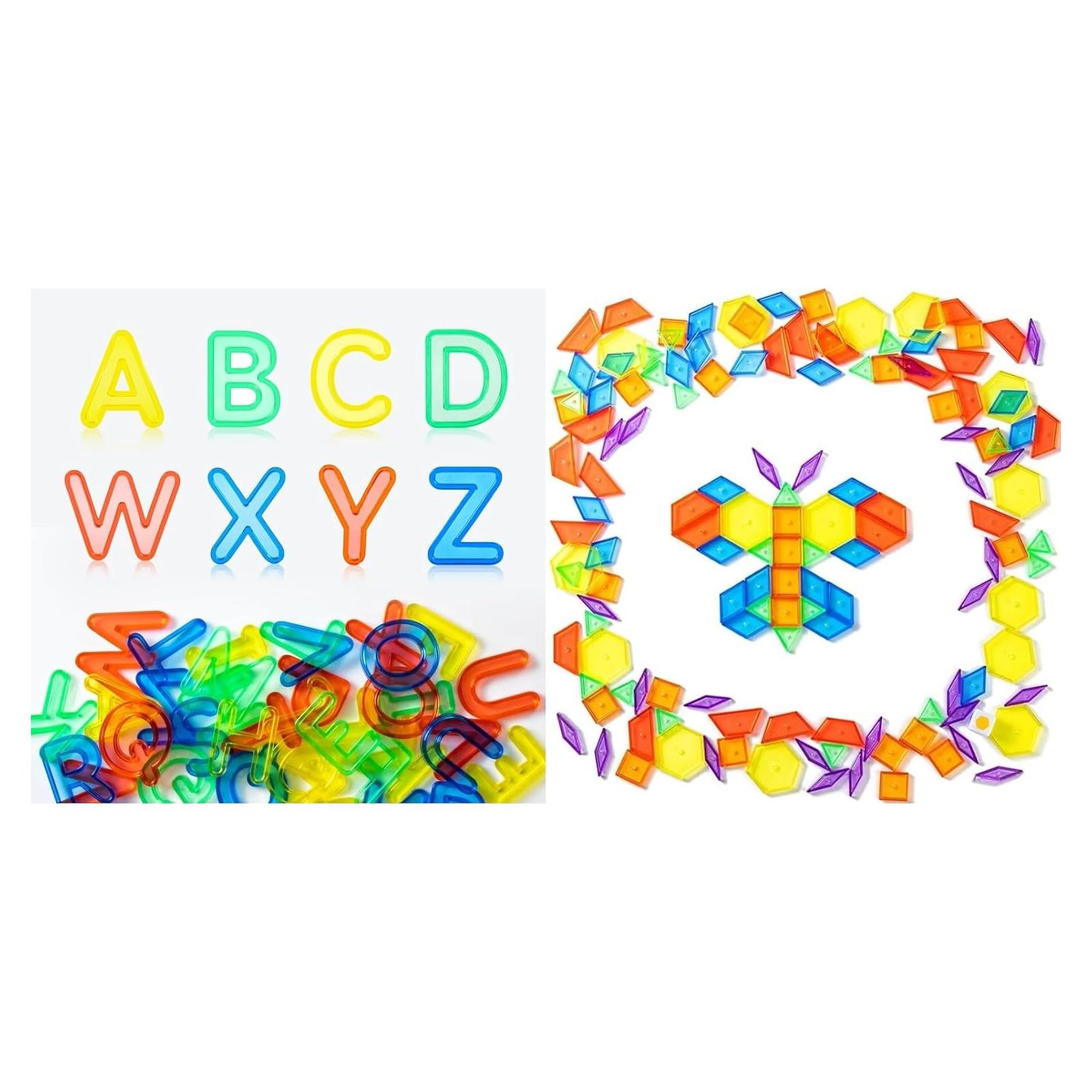 Juego de Letras Mayúsculas y Bloques Geométricos PreTrans - 52 Piezas