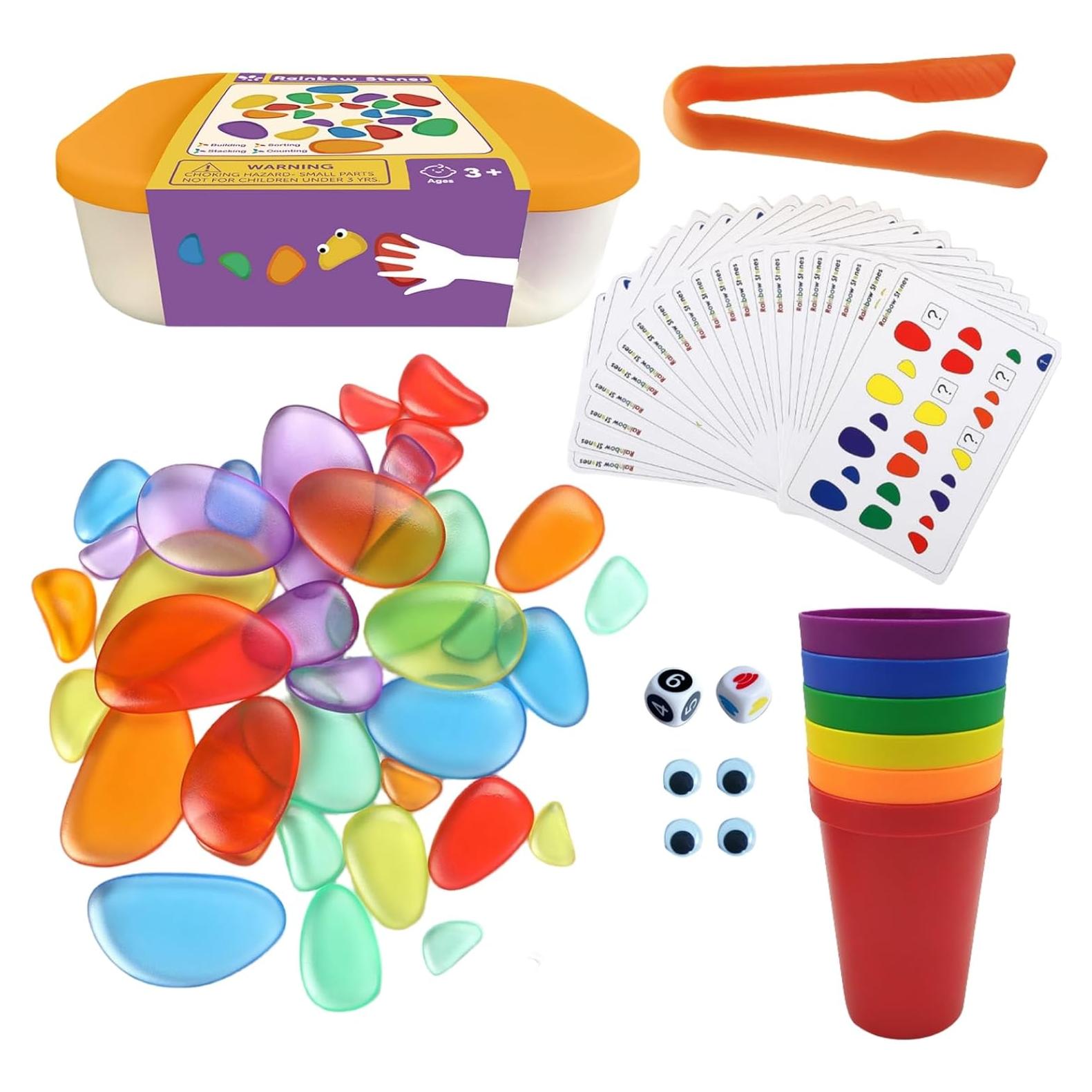 Set de 36 Piedras Apilables Arcoíris PreTrans - Juguetes Educativos