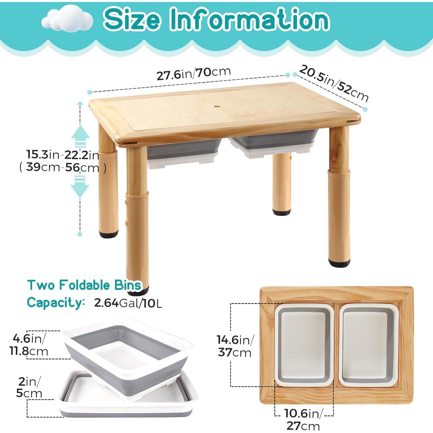 Mesa Sensorial de Madera FUNLIO Ajustable 4 Niveles 70x52cm