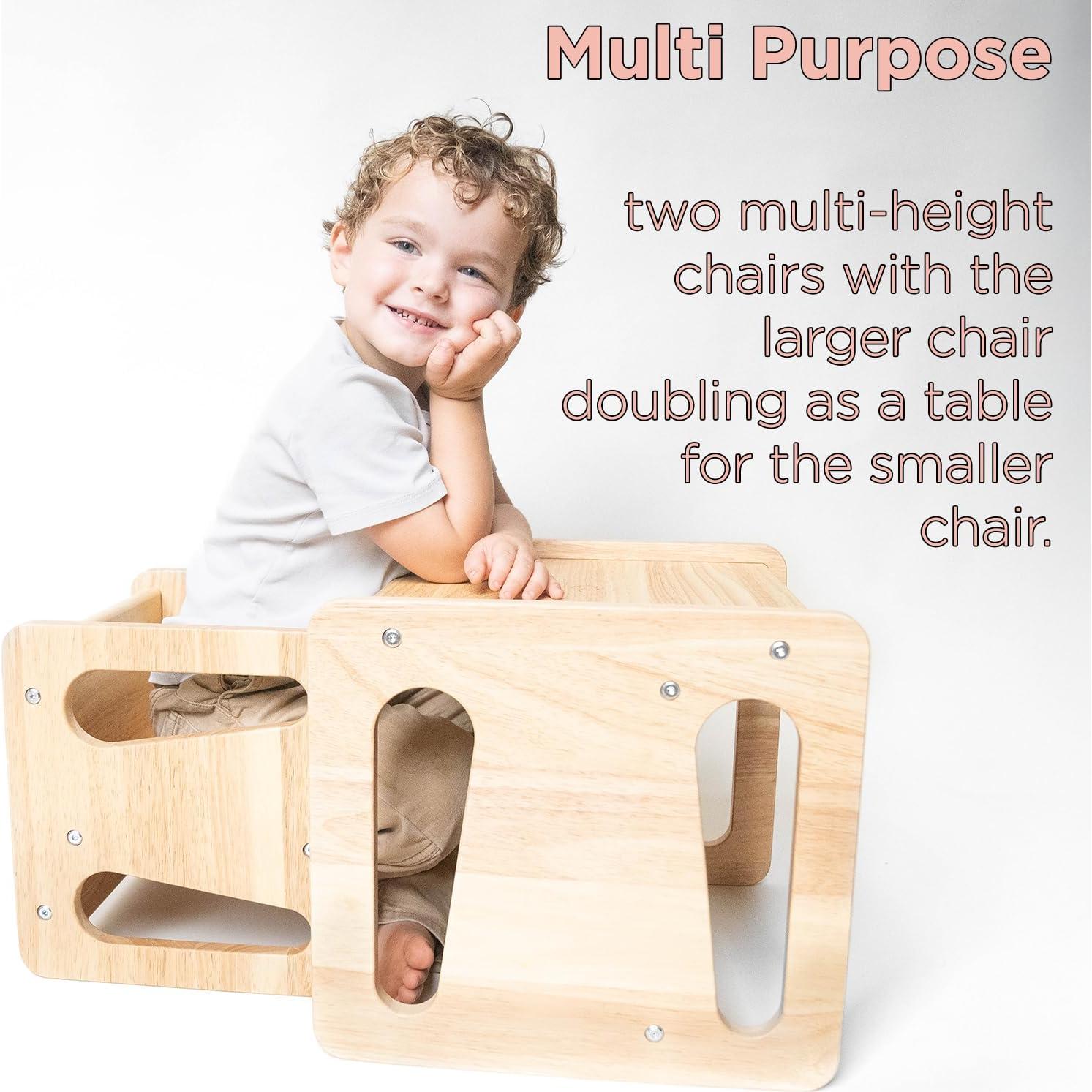 Mesa y Silla de Destete Montessori & Me - Madera Dura - 38.1x35.6cm