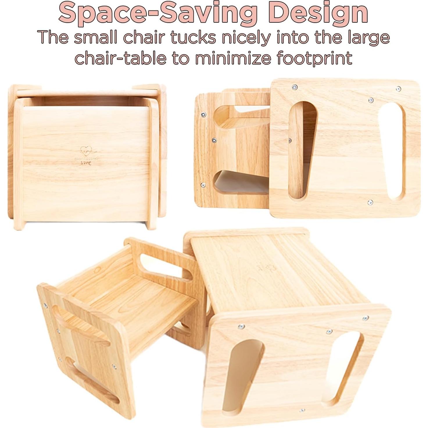 Mesa y Silla de Destete Montessori & Me - Madera Dura - 38.1x35.6cm