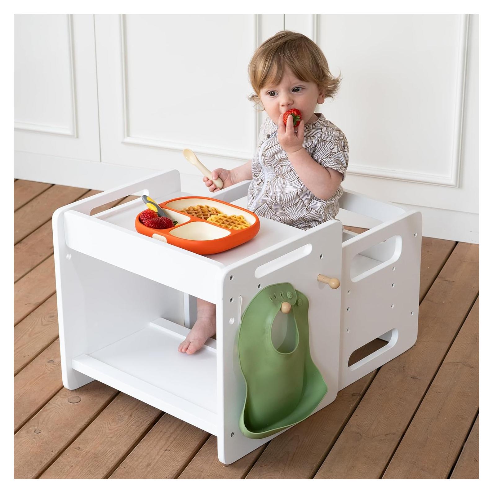 Mesa y Silla Montessori Ajustables para Niños - Blanco