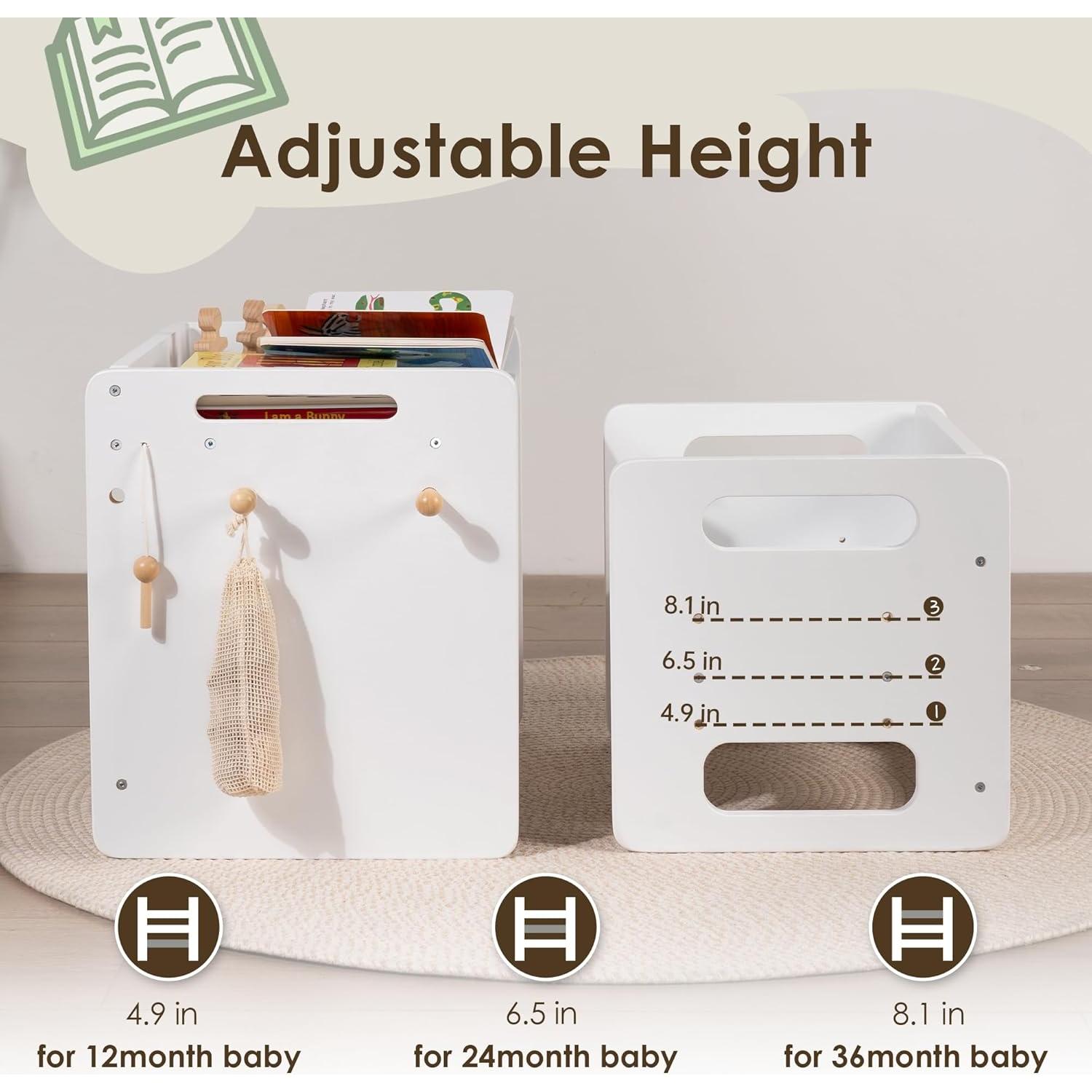 Mesa y Silla Montessori Ajustables para Niños - Blanco