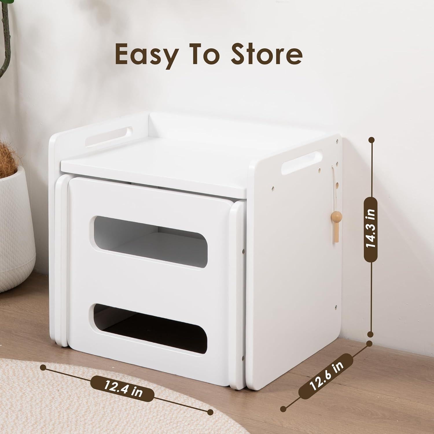 Mesa y Silla Montessori Ajustables para Niños - Blanco