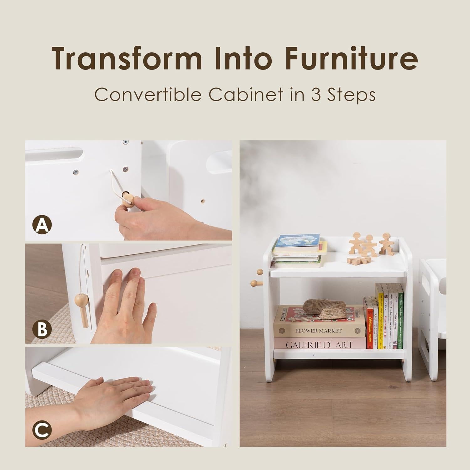 Mesa y Silla Montessori Ajustables para Niños - Blanco