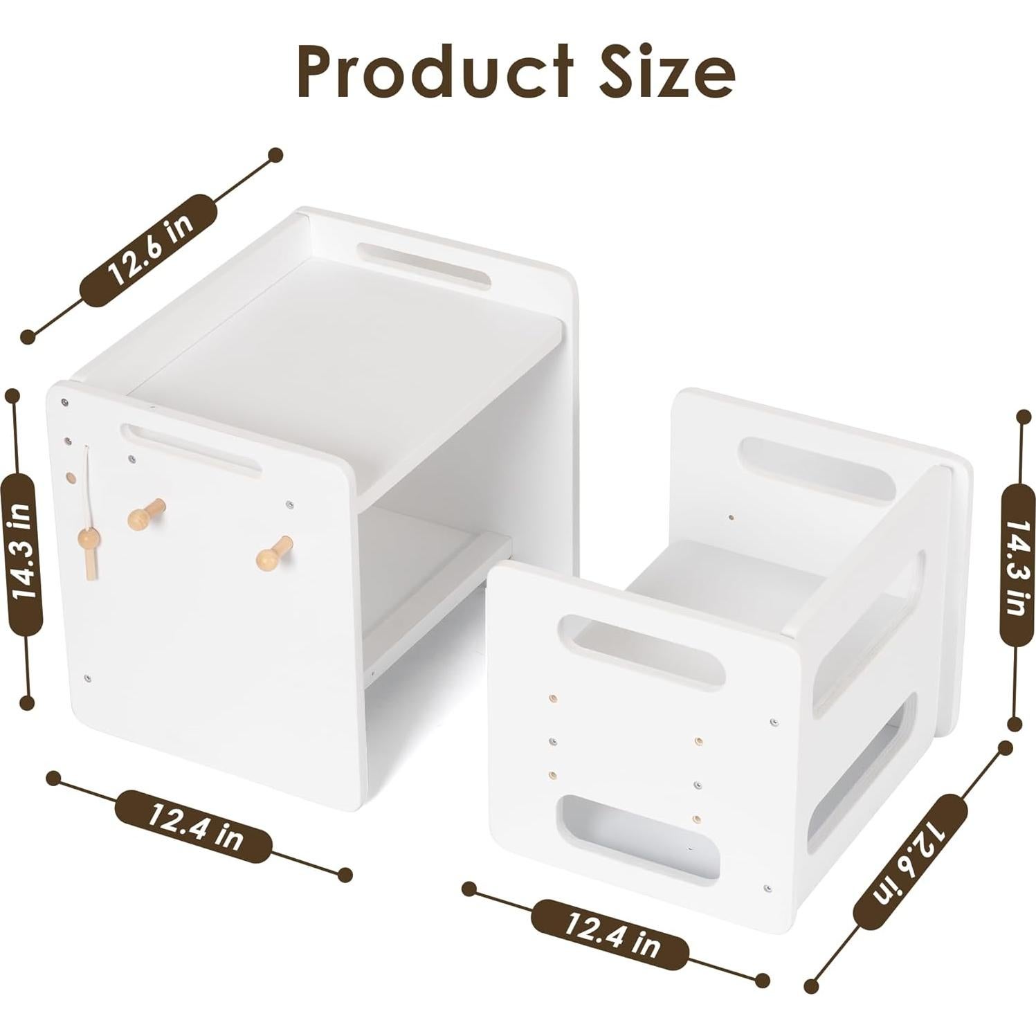 Mesa y Silla Montessori Ajustables para Niños - Blanco