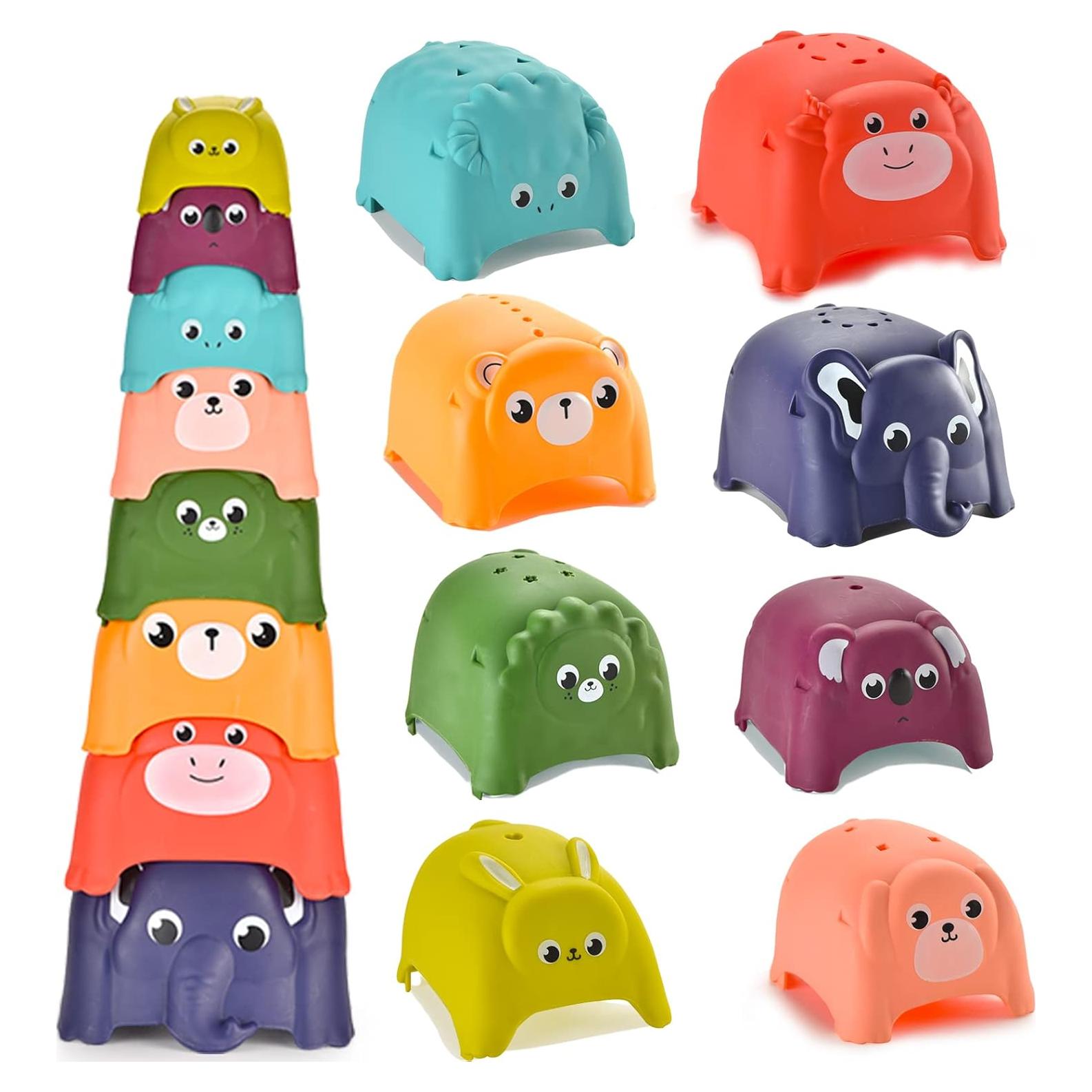 Juguetes de Tazas Apilables Hummigoo para Bebés - Set 8 Animales