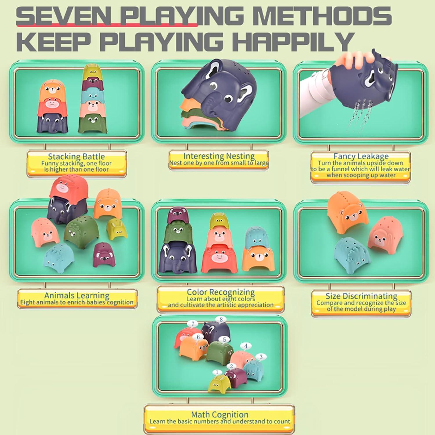 Juguetes de Tazas Apilables Hummigoo para Bebés - Set 8 Animales