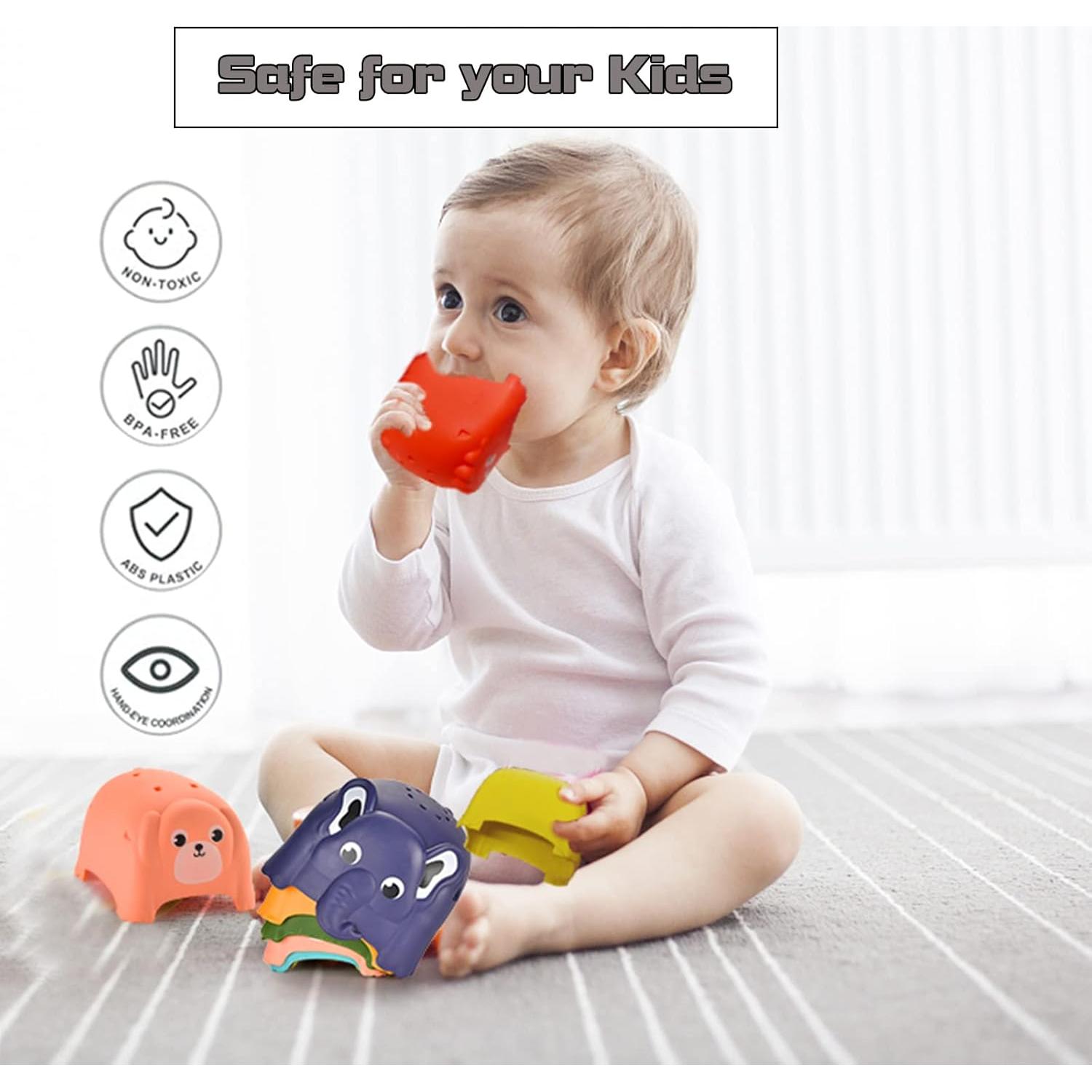 Juguetes de Tazas Apilables Hummigoo para Bebés - Set 8 Animales