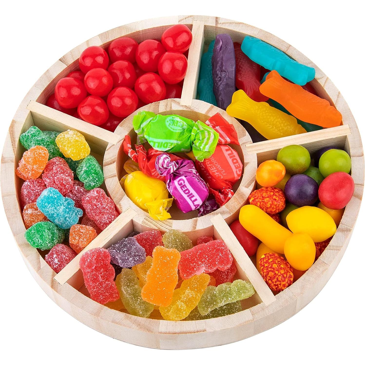 Bandeja Redonda Dividida de Madera Hammont - 21.6 cm - Paquete de 3